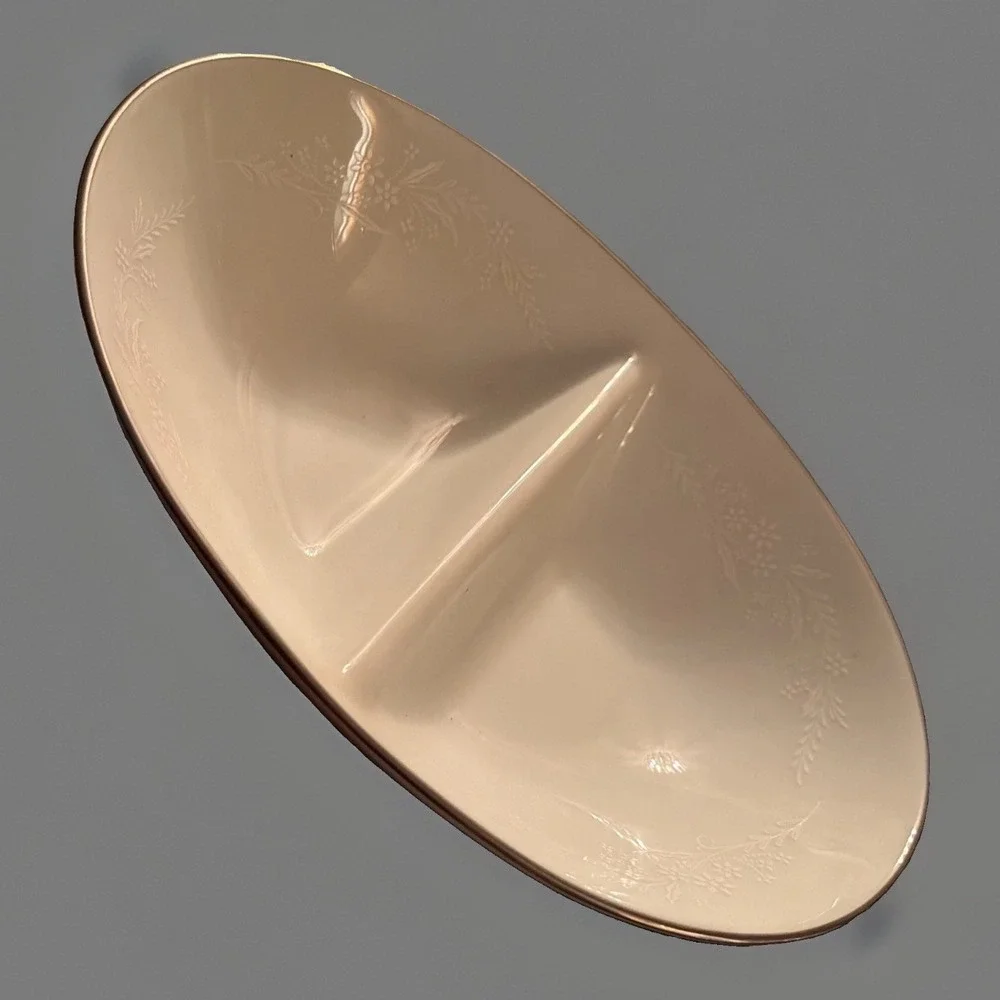 Vintage NORITAKE GEORGIAN 6440 ~ Divided Oval Vegetable Serving Bowl - White
